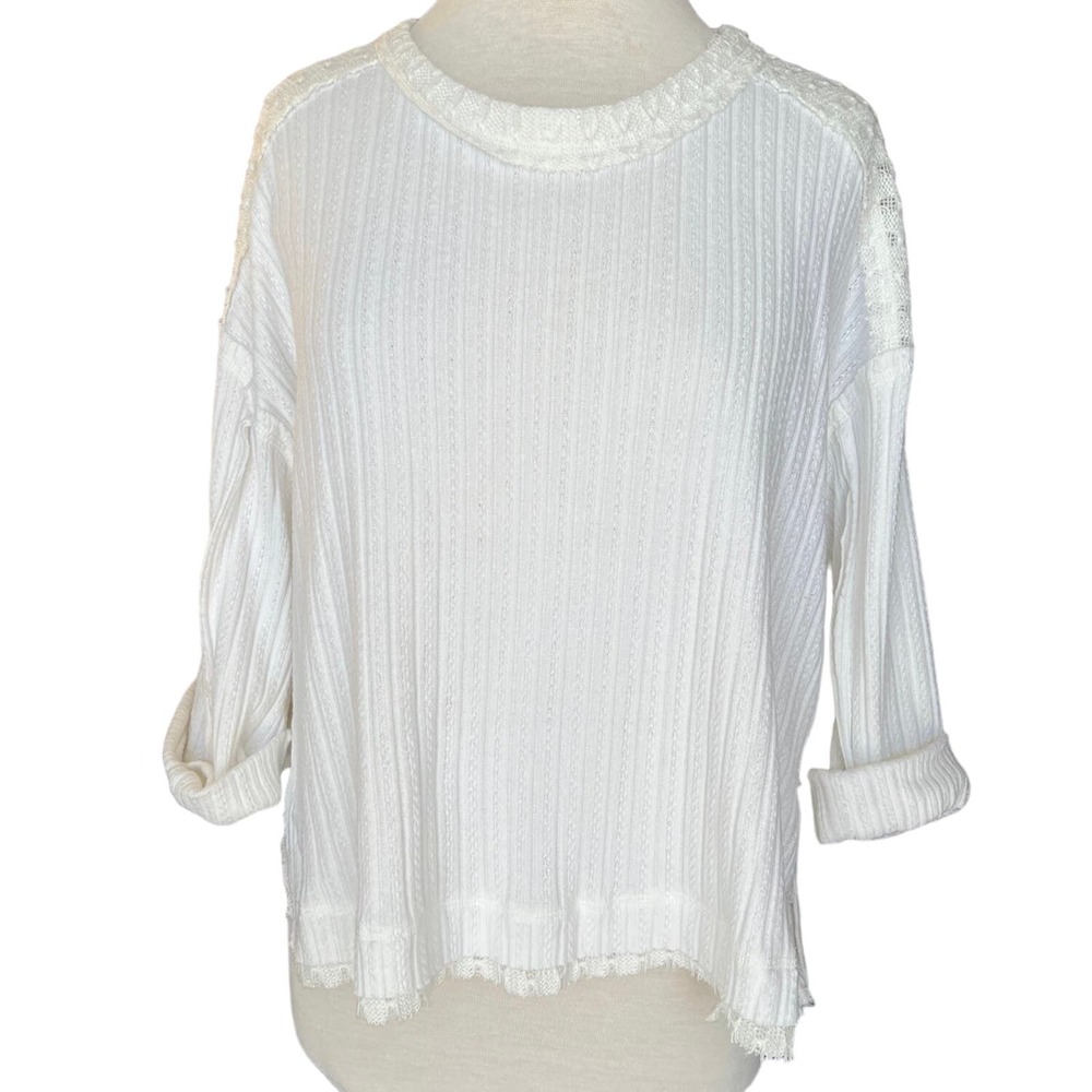 Miss Me White Knit 3/4 Sleeve Womens‎ XS